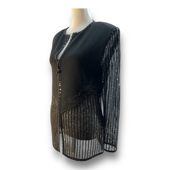 ST JOHN COUTURE By Marie Gray Evening Beaded Top Round Neckline Zipper Front 6 - Picture 13 of 15